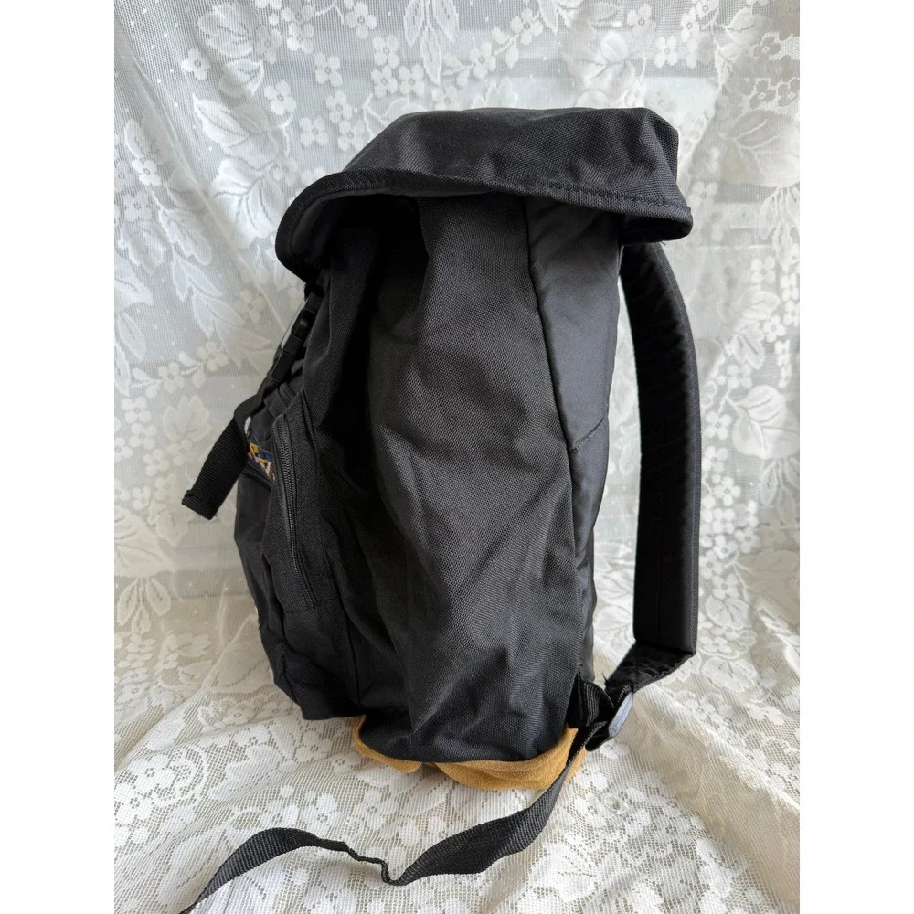 Vintage 90s Greatland Nylon Backpack Black Tan Suede Bottom Tribal Aztec Grunge